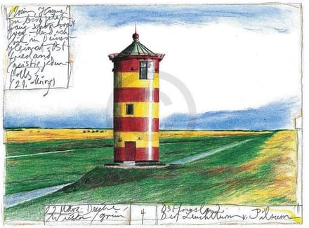 Kunstdruk Sabine Gerke - Der Leuchtturm von Pilsum 30x24cm
