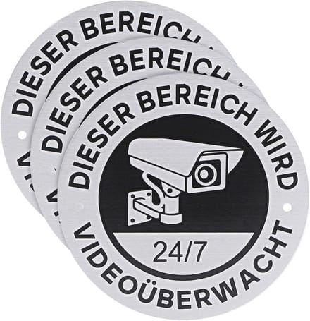 Veiligheidsbord voor Videobewaking - 3 Stuks - Waarschuwing voor Camerabewaking