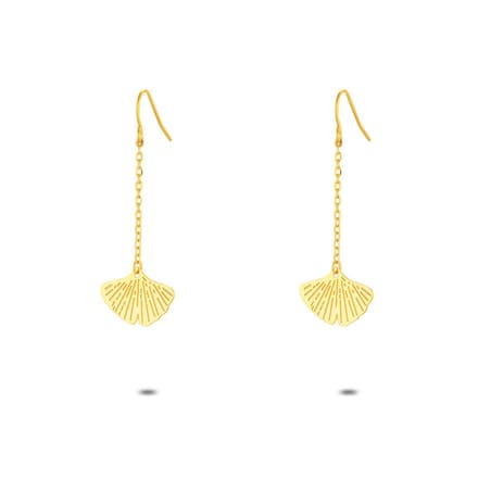 Twice As Nice Oorbellen in goudkleurig edelstaal, gingko blad