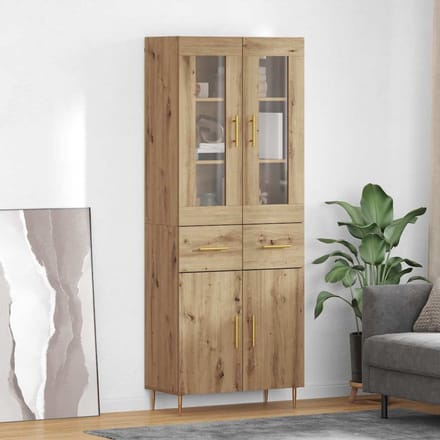 vidaXL - Highboard - 2 - st - Artisan - Eiken - 69,5 - x - 34 - x - 180 - cm - Bewerkt - hout