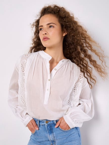 Broderie Lace Oversized Blouse