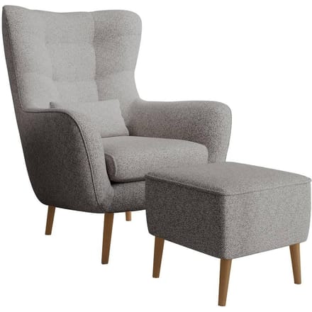 Fauteuil met hocker Verdiro bouclé | NADUVI Collection