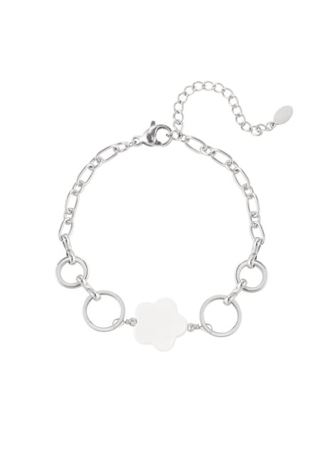 Armband bloem en ringen - zilverkleur - Stainless Steel - Schelp Bloem
