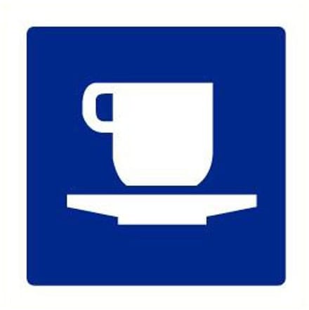 Cafetaria sticker, blauw wit 200 x 200 mm