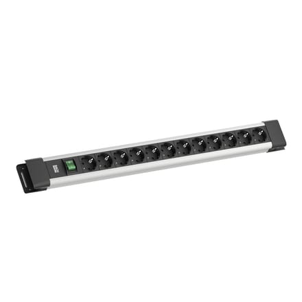 BACHMANN CONNECTUS 12xCEE7/3, 1xschakelaar 2,0 m CEE7/7 grijs