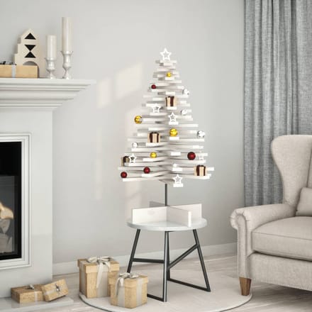 vidaXL - Kerstdecoratie - kerstboom - 100 - cm - massief - grenenhout - wit