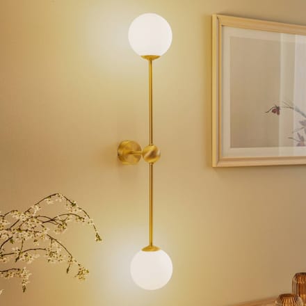 ALDEX Wandlamp Alison, 2-lamps, messing/wit, 89 cm