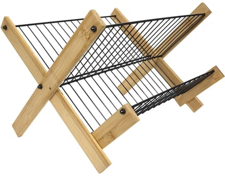 Cookinglife Afdruiprek Opvouwbaar - Zwart Metaal & Bamboe
