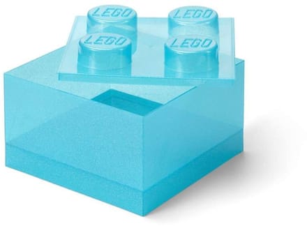Opbergbox Brick 4 met Deksel Glitter Light Blue.