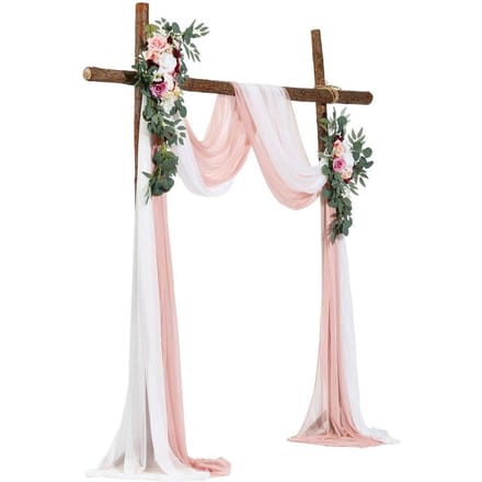 Kit de Fleurs Artificielles pour Arche de Mariage Rose Avec 2 Pièces de Fleurs 2 Pièces de Voilages