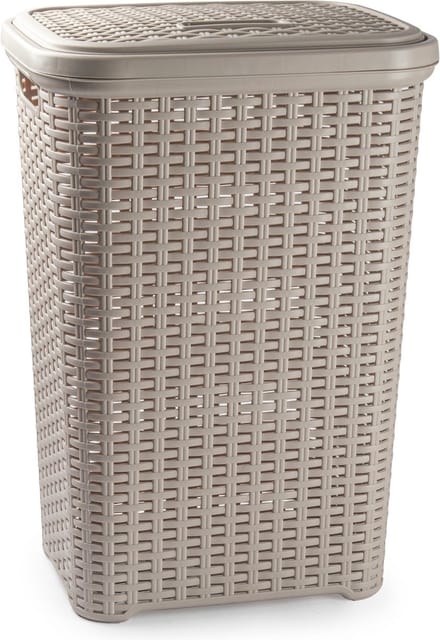 PlasticForte - Wasmand rotan deksel 60 liter 35 x 43 x 62 cm taupe