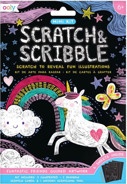 Ooly - Scratch & Scribble - Mini scratch art kit - Funtastic friends