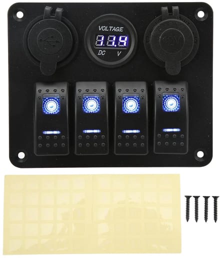 Schakelaarpaneel - Tuimelschakelaar Paneel - Voertuig Controle - Met USB Aansluiting - 14x13x11cm