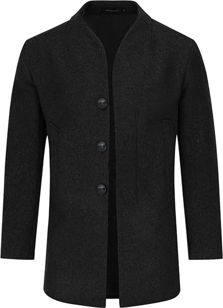 ALLTHEMEN Heren Winterjas Slim Fit Business Coat - Lang Wollen Jas - S