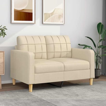vidaXL - Tweezitsbank - 120 - cm - stof - crèmekleurig