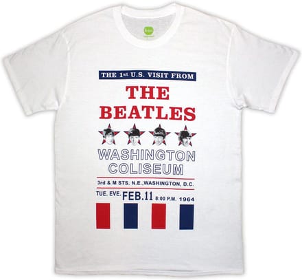 The Beatles - Washington '64 Stars & Stripes Heren T-shirt - M - Wit
