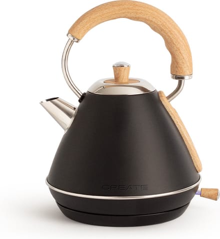 CREATE - Waterkoker 1L - 1200 Watt - RVS - BPA vrij - Elektrisch - Zwart - KETTLE RETRO M