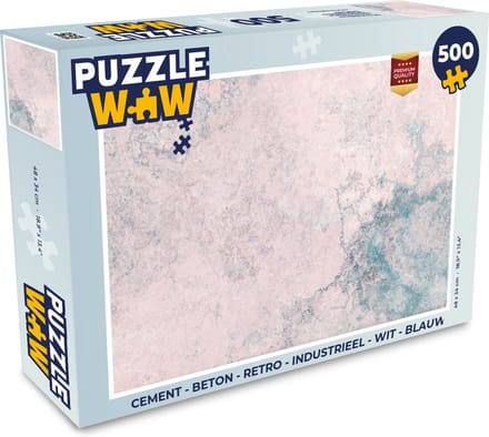 Puzzel Cement - Beton print - Retro - Industrieel - Wit - Blauw - Legpuzzel - Puzzel 500 stukjes