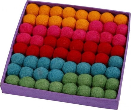 Wol kralen, d: 20 mm, 64 stuks, sterke kleuren