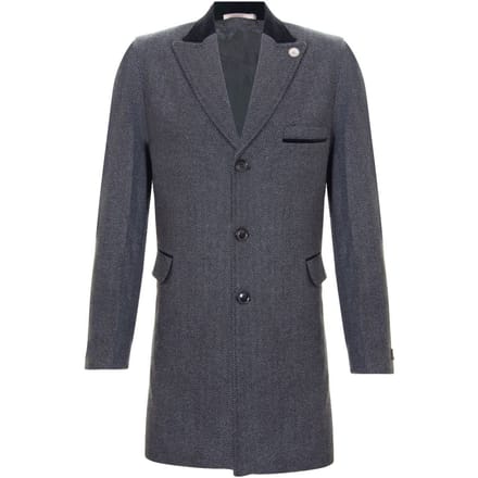 Heren 3/4 lange grijze Crombie overjas jas visgraat tweed jas Peaky Blinder