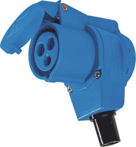 CEE Hoekkoppeling 230 V/16 A, IP44, Blauw voor Bouwplaats en Tuin