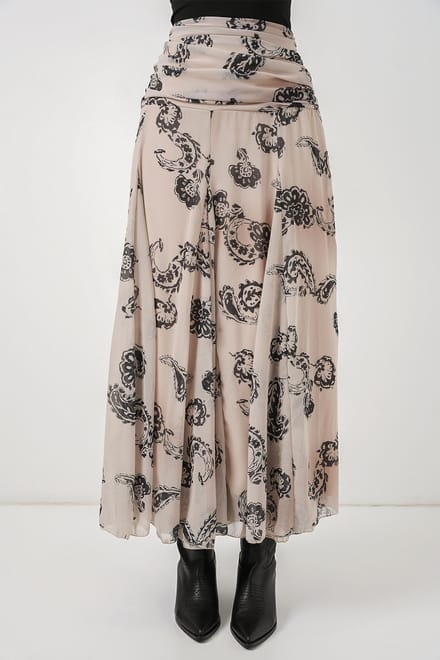Hoge Taille Paisley Maxi Rok