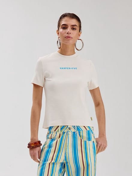 Harper & Yve T-shirt Cammy Ss Hs6p415 101 Ecru Dames Maat - L