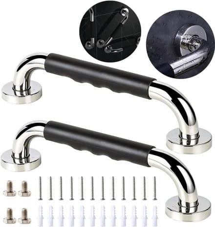 Set van 2 Douchehandgrepen Badkamer - 16 inch RVS Veiligheidsbeugel met Antislip Grip