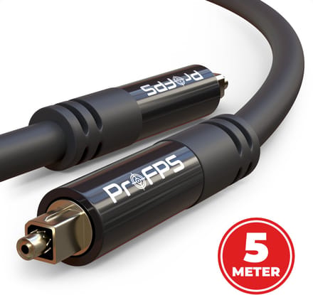 ProFPS Toslink Optische Kabel 5M – Glasvezel Audio – 24K – Zwart