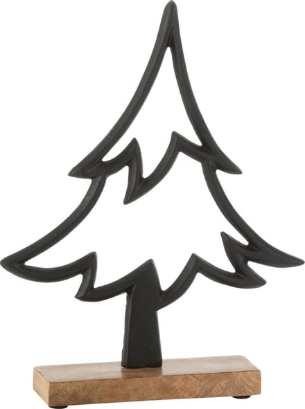 J-Line decoratie Denneboom Op Voet - aluminium/hout - zwart - large