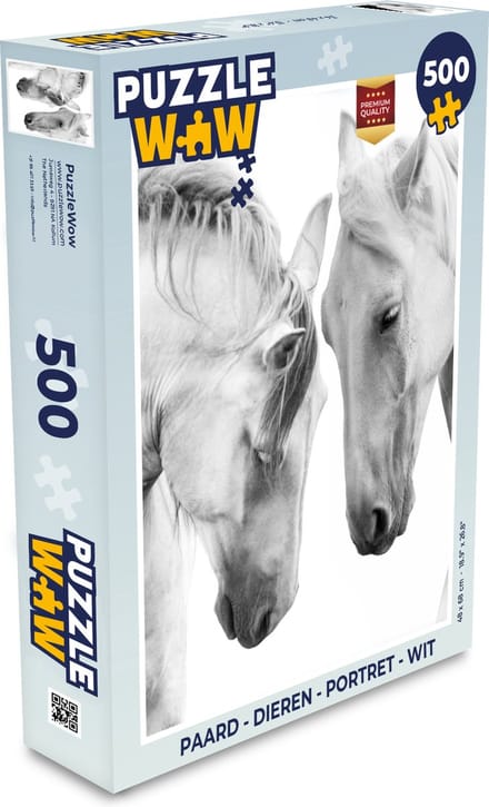 Puzzel Paard - Dieren - Portret - Wit - Legpuzzel - Puzzel 500 stukjes