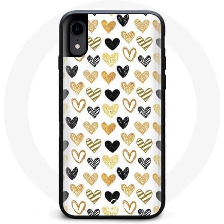 iPhone X hoesje Zwart Gouden Harten