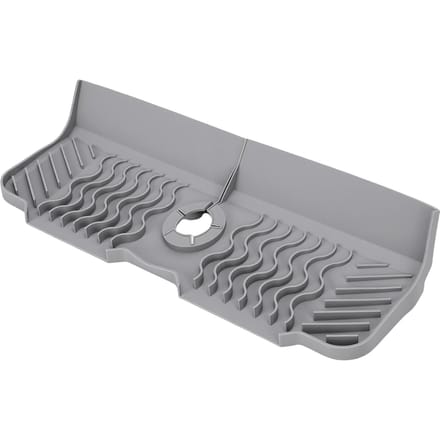 Tapis de Robinet en Silicone 17,7 Pouces de Long Protecteur d'Évier Tapis d'Égouttage Empêcher les Éclaboussures Plateau de Séchage pour Évier de Cuisine grise