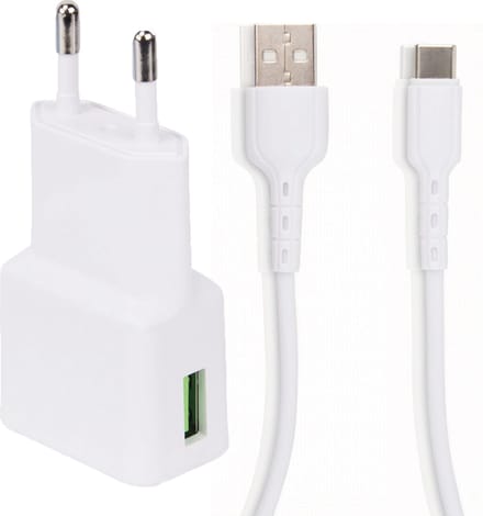 Usb stekker - Oplader geschikt voor Samsung adaptive fast charging - 15w - usb a naar usb c - 2 meter - wit