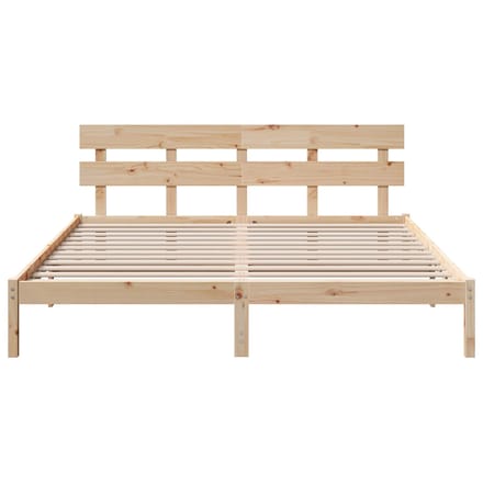vidaXL - Bedframe - met - hoofdeinde - Bruin - 200 - x - 200 - cm - Massief - grenenhout