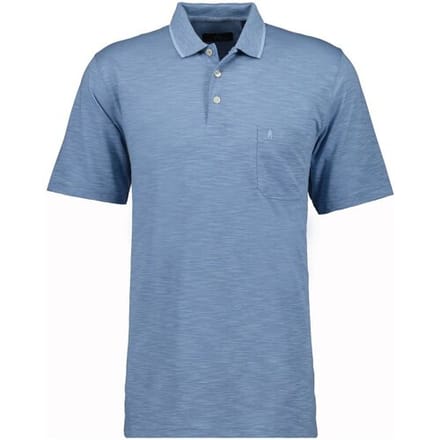 Ragman Polo Soft Knit Fine Stripe Easy Care Licht Blauw / male