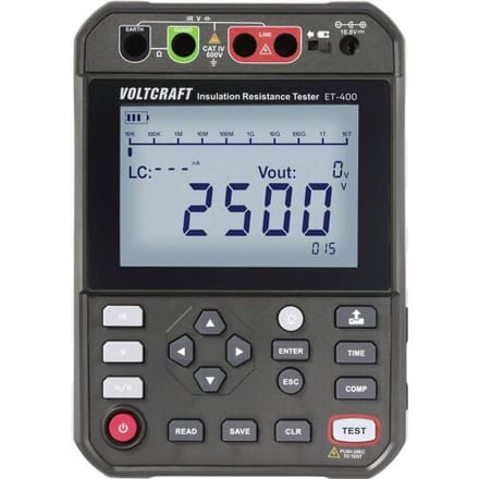 VOLTCRAFT ET-400 Isolatiemeter 250 V, 500 V, 1000 V, 2500 V 2.5 TΩ