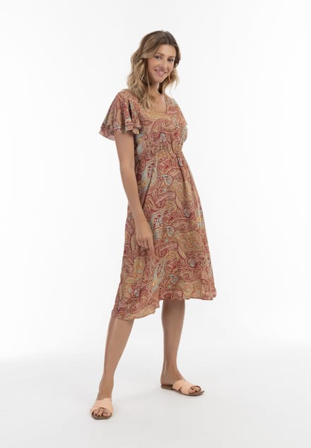 usha Jurk met paisleyprint Dames Bordeaux veelkleurig