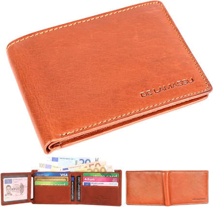 DE LAMASSU® (Emory) RFID Portemonnee – Echt Leer – Slim & Compact – 10 Pasjes – Unisex – Luxe Geschenkverpakking