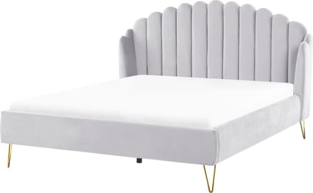 AMBILLOU - Tweepersoonsbed - Lichtgrijs - 180 x 200 cm - Fluweel