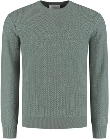 Pure Path Regular fit Zig Zag Crewneck Knitwear Army Green (25030801 - 10)