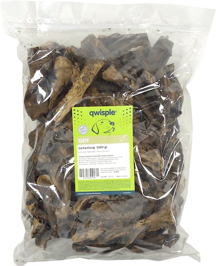 Qwisple Geitenlong - Hondensnacks Natuurlijk Gedroogd - 1000 gr