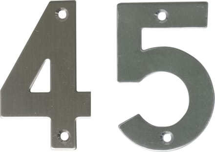AMIG Huisnummer 45 - massief Inox RVS - 10cm - incl. bijpassende schroeven - zilver