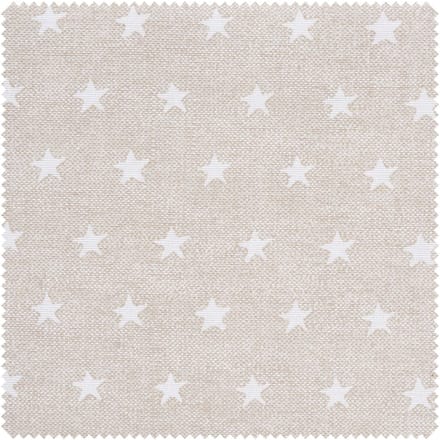 Motiefstof linnenlook "Sterren" - Wit