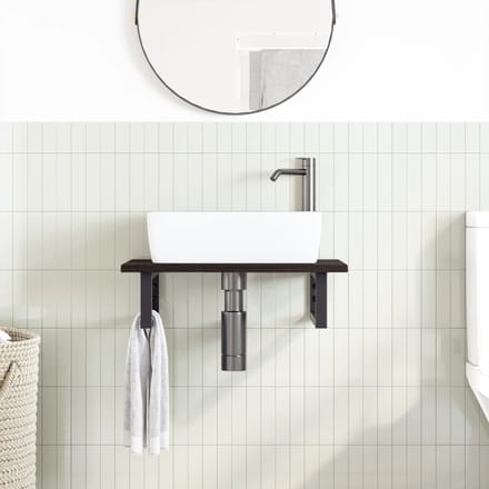 vidaXL - Badkamer - wandschap - staal - en - massief - eikenhout