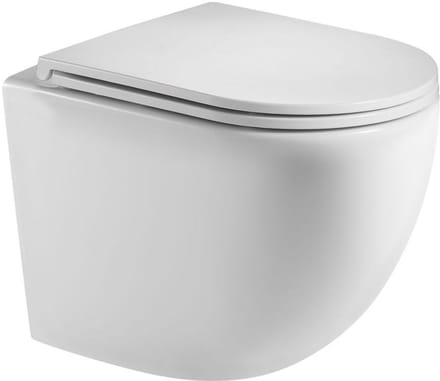 Wandcloset Woonwarenhuis Genova rimless met softclose toiletzitting wit glanzend