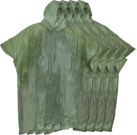 Benson Regenponcho met capuchon - 10x - groen - herbruikbaar - PVC