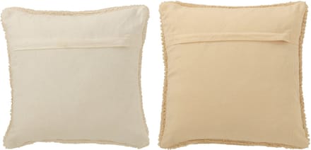 J-Line kussen Hohoho - polyester - wit/beige - 2 stuks