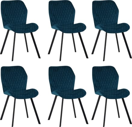Colenis® - Rio eetkamerstoel - Set Van 6 - Petrol - Fluweel - Velvet - Industrieel - Stoel