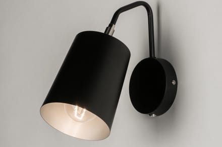 Lumidora Wandlamp 72771 - Voor binnen - SANTIAGO - E27 - Zwart - Metaal